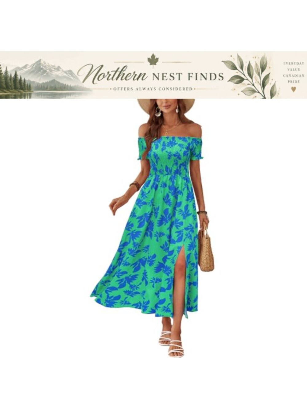 Women Summer Off Shoulder Bohemian Maxi Dress Ruffle Short Sleeve Casual